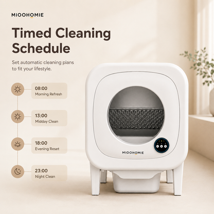 MiooHomie ML-P01 LITTY Pro App-Control Self-Cleaning Cat Litter Box with Smart Reminders, 10L Waste Bin & Odor Control for Cats Under 22kg