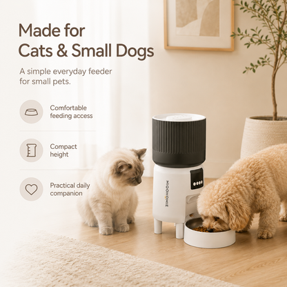 MiooHomie MF-S02 Programmable 4L Cat and Small Dog Feeder with 1–12 Meal Scheduling, 1–15 Portion Control and Removable Bowl