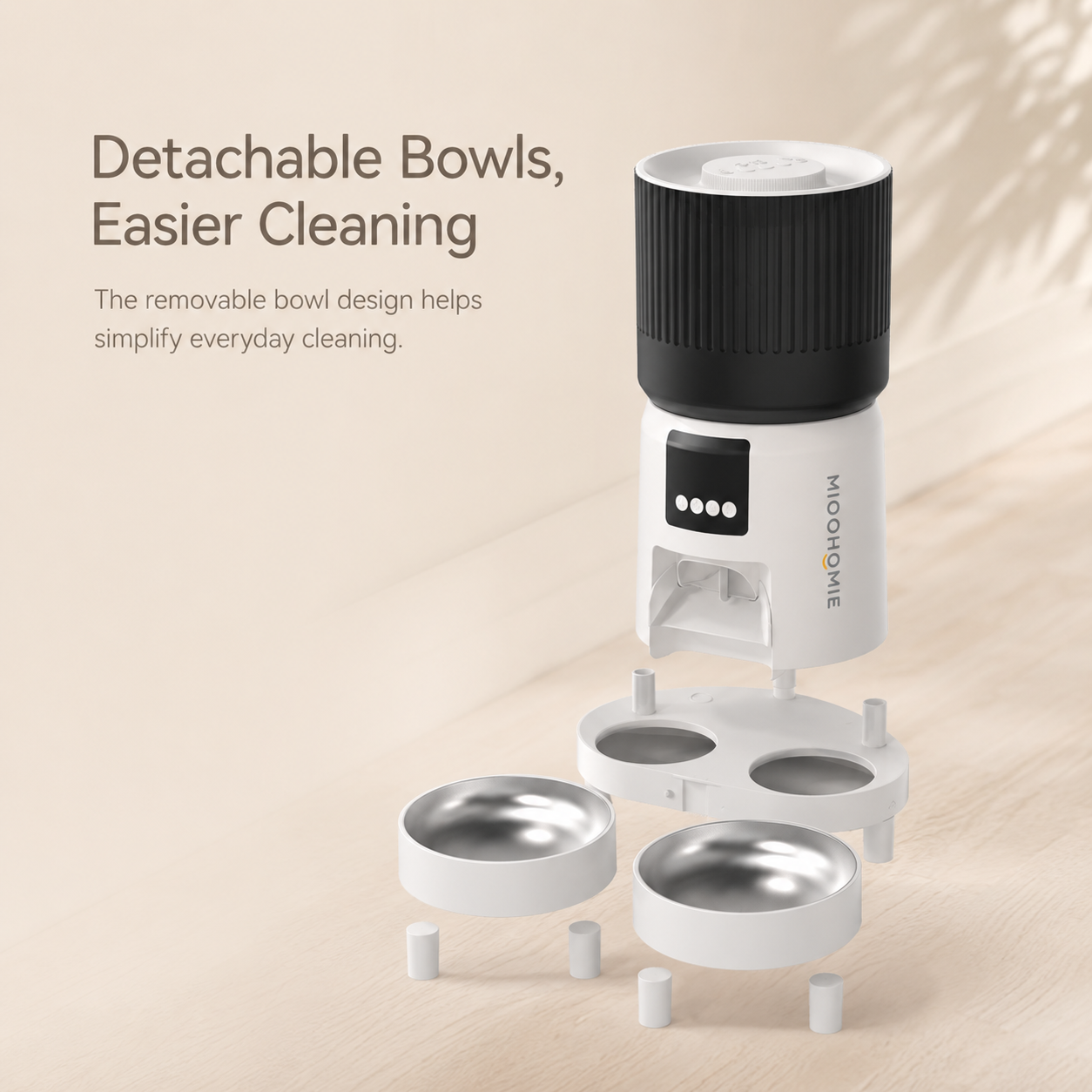 MiooHomie D03 Dual-Bowl 2K Camera WiFi Smart Pet Feeder for Multi-Pet Homes