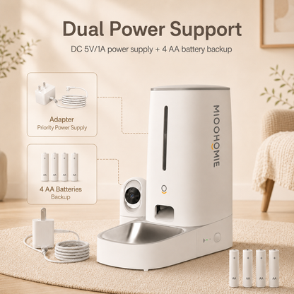 MiooHomie C-01 Smart Automatic Pet Feeder with 2MP Camera, 4L WiFi App Control & Low Food Alerts