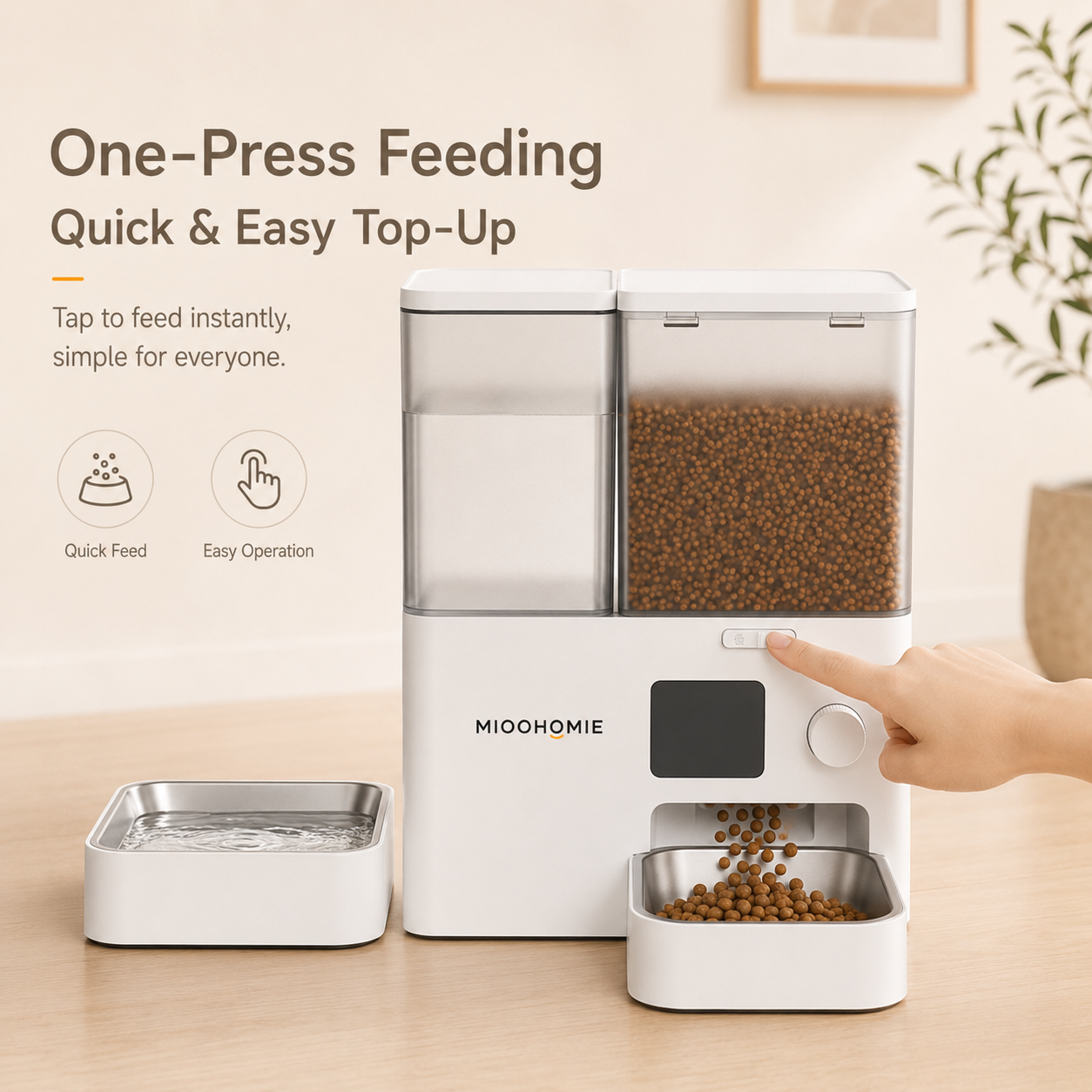 MiooHomie M01 All-in-One Smart Pet Feeder with Water Dispenser, WiFi App Control, Video Monitoring, 3.5L Food Tank and 5L Water Tank