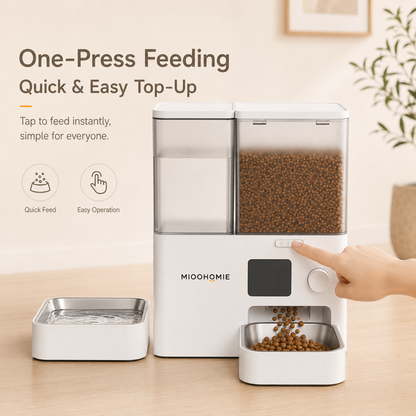 MiooHomie M01 All-in-One Smart Pet Feeder with Water Dispenser, WiFi App Control, Video Monitoring, 3.5L Food Tank and 5L Water Tank