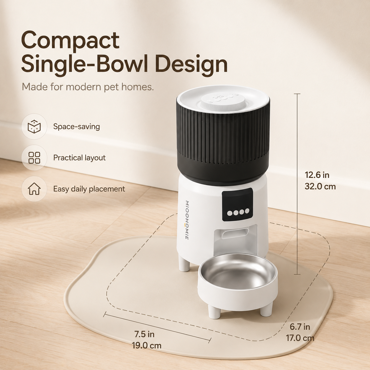 MiooHomie MF-S03 Smart APP 4L WiFi Pet Feeder with Remote Feeding, Meal Scheduling and Voice Reminder for Cats & Small Dogs