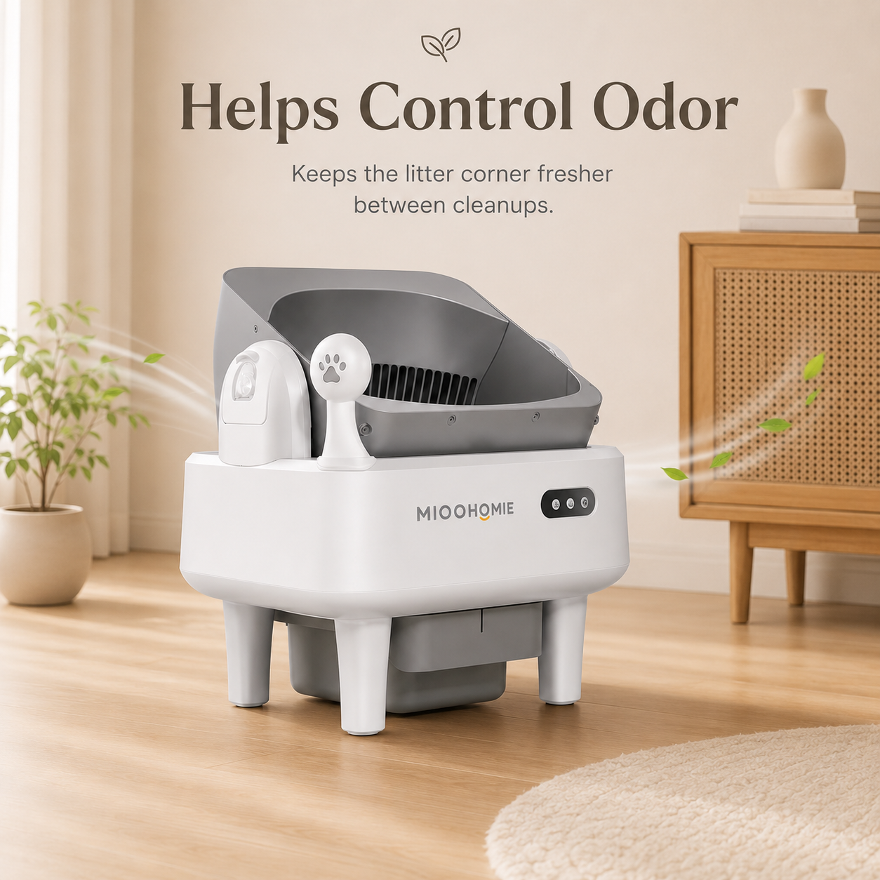 MiooHomie ML-S01 LITTY Air Semi-Covered Automatic Self-Cleaning Cat Litter Box with Low-Stress Entry and Safety Sensor Protection for Cats Under 22kg