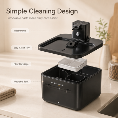 MIOOHOMIE MW-B05 FLOWLY GO Cordless Smart Pet Water Fountain with 4000mAh Rechargeable Battery & 3L Capacity