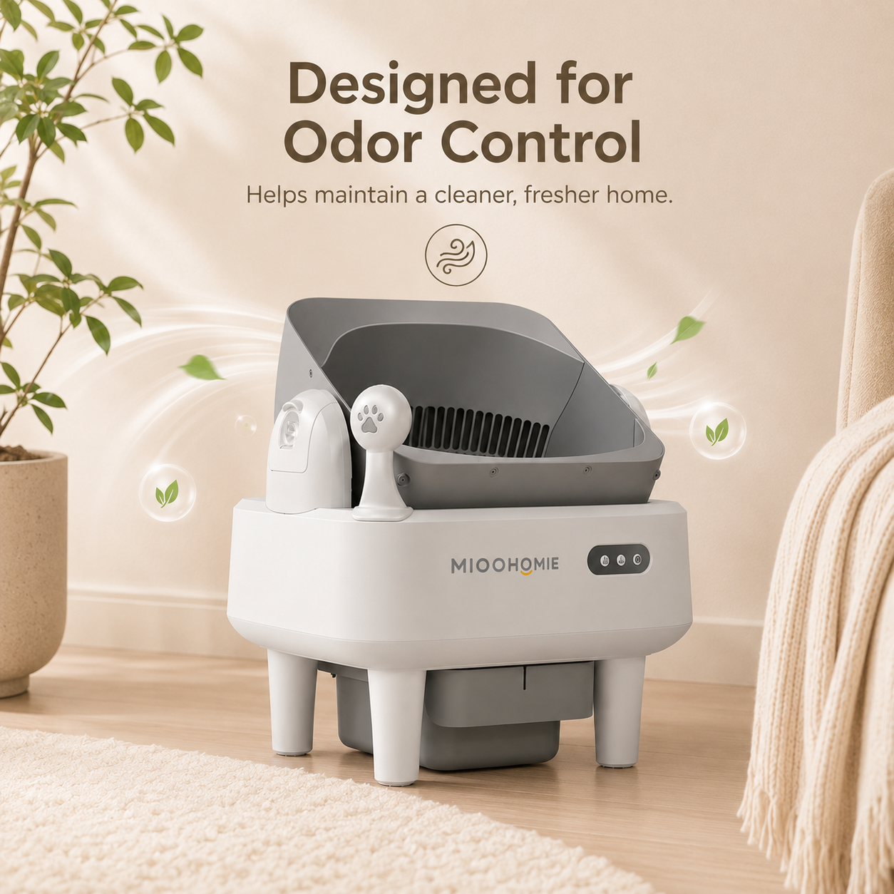 MiooHomie ML-B01 LITTY Lite Smart Self-Cleaning Cat Litter Box, 10L Large Capacity, Odor Control & Safety Sensors