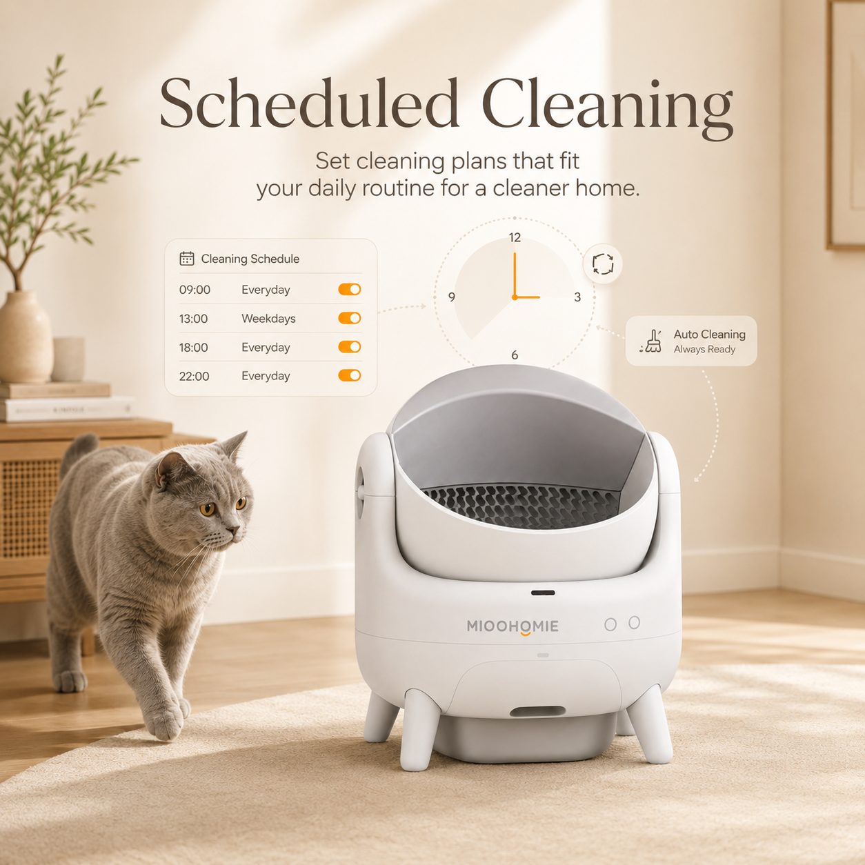 MiooHomie ML-P02 LITTY Cam Pro Camera Self-Cleaning Cat Litter Box with APP Control, Remote Video Monitoring & Odor Control