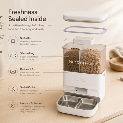 MiooHomie MF-M02 BOWLY Treat Cam Food & Treat Camera Smart Pet Feeder with 1080P HD Camera and Dual Storage for Cats & Small Dogs