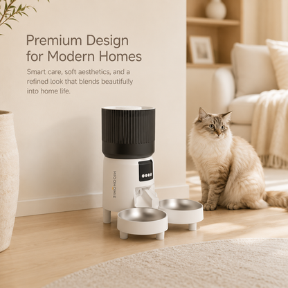 MiooHomie C-05 4L Dual-Bowl Automatic Cat Feeder with 2K Camera, Wi-Fi App Control for Two Pets
