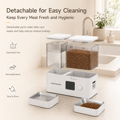 MiooHomie M01 All-in-One Smart Pet Feeder with Water Dispenser, WiFi App Control, Video Monitoring, 3.5L Food Tank and 5L Water Tank