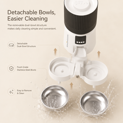 MiooHomie D04 4L Dual-Bowl WiFi Automatic Pet Feeder with App Control, Portion Scheduling and Feeding Records