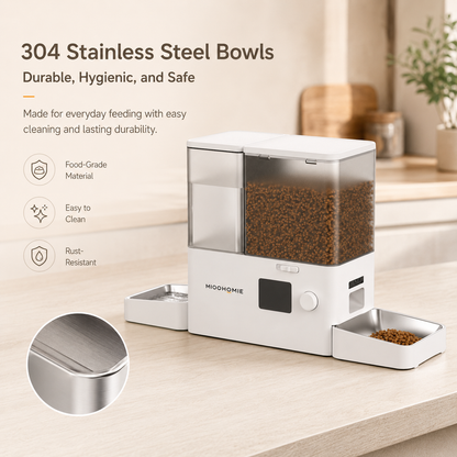 MiooHomie M01 All-in-One Smart Pet Feeder with Water Dispenser, WiFi App Control, Video Monitoring, 3.5L Food Tank and 5L Water Tank