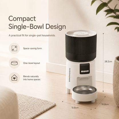MiooHomie MF-S02 Programmable 4L Cat and Small Dog Feeder with 1–12 Meal Scheduling, 1–15 Portion Control and Removable Bowl