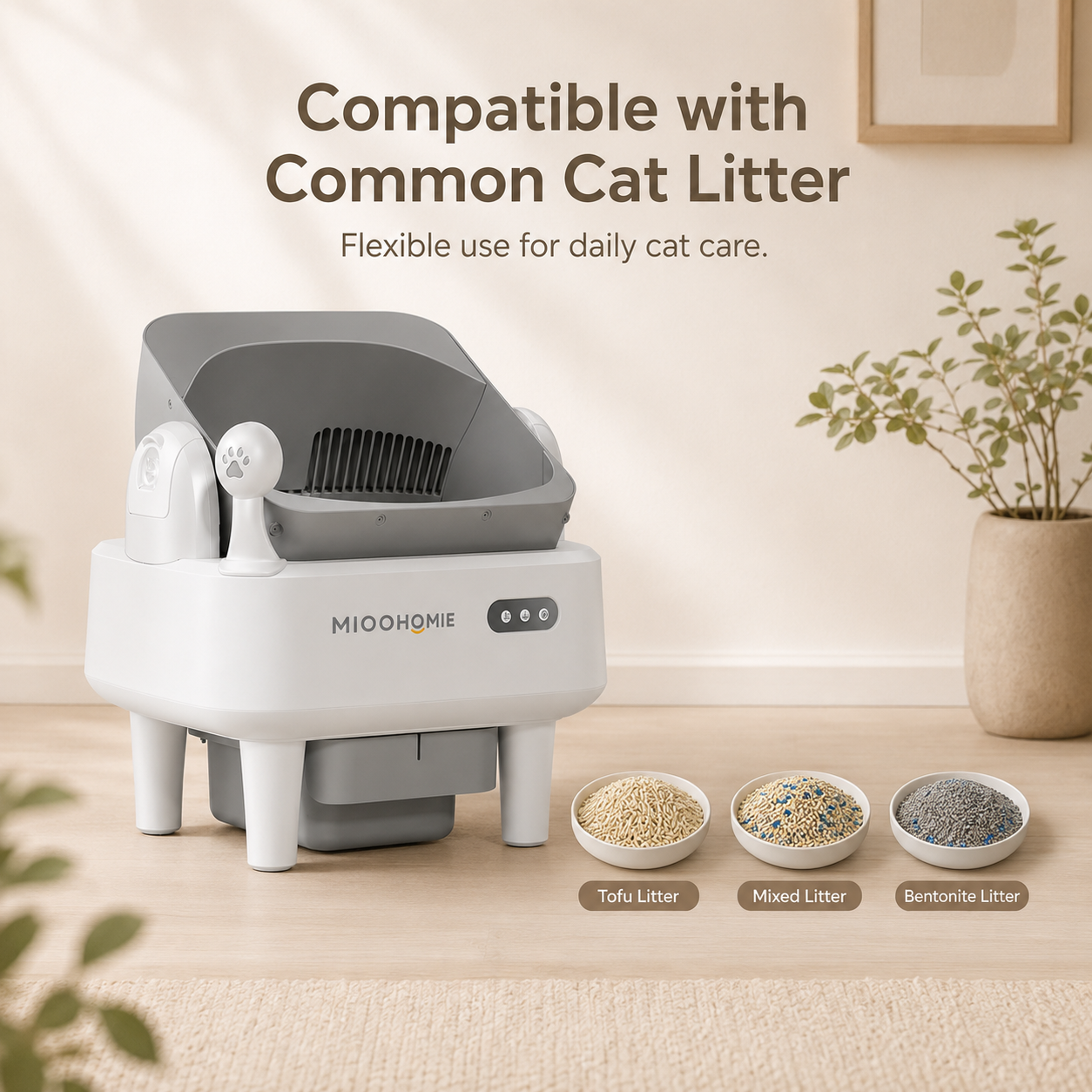 MiooHomie ML-B01 LITTY Lite Smart Self-Cleaning Cat Litter Box, 10L Large Capacity, Odor Control & Safety Sensors