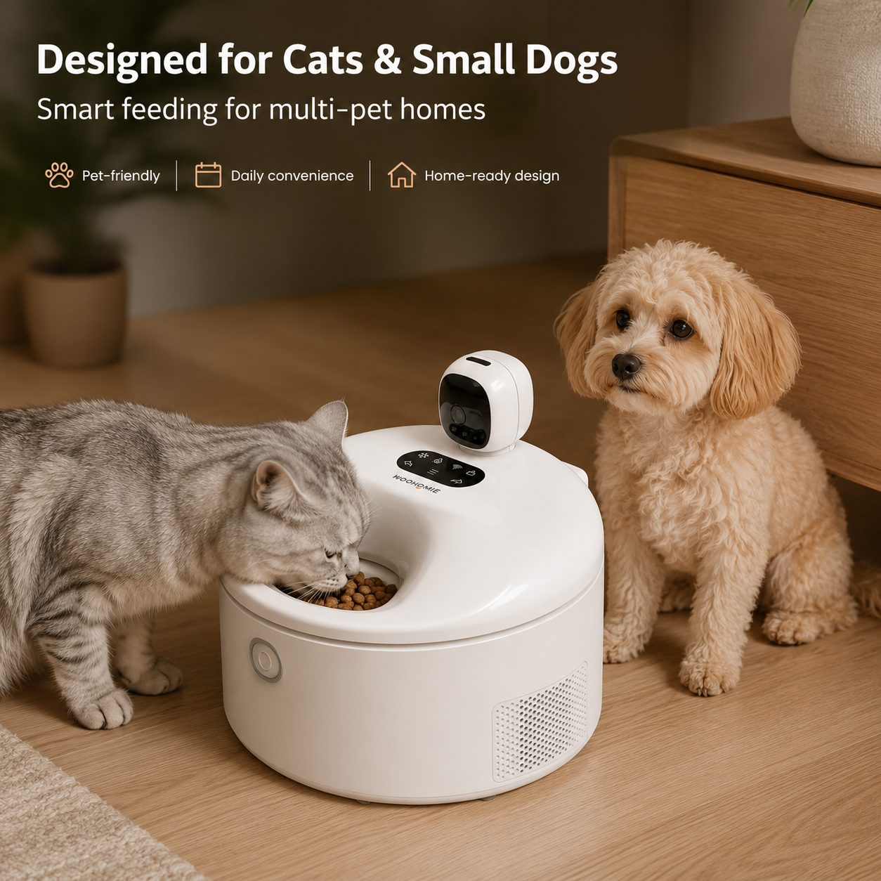 MiooHomie MF-P01 Smart Refrigerated Wet Food Pet Feeder with Camera, 5-Meal Automatic Feeder for Cats & Small Breeds