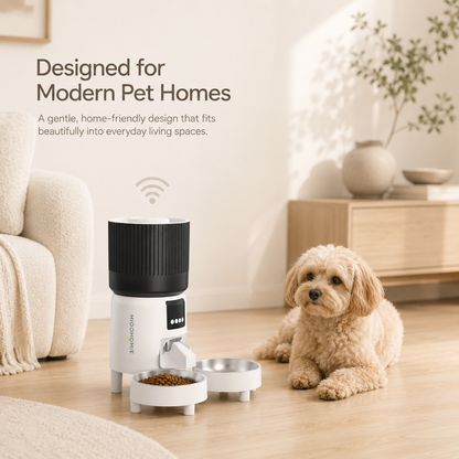 MiooHomie D04 4L Dual-Bowl WiFi Automatic Pet Feeder with App Control, Portion Scheduling and Feeding Records
