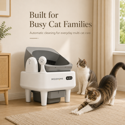MiooHomie ML-C01 LITTY Smart Automatic Cat Litter Box, WiFi App Self-Cleaning Litter Box with Safety Sensors for Cats up to 22kg