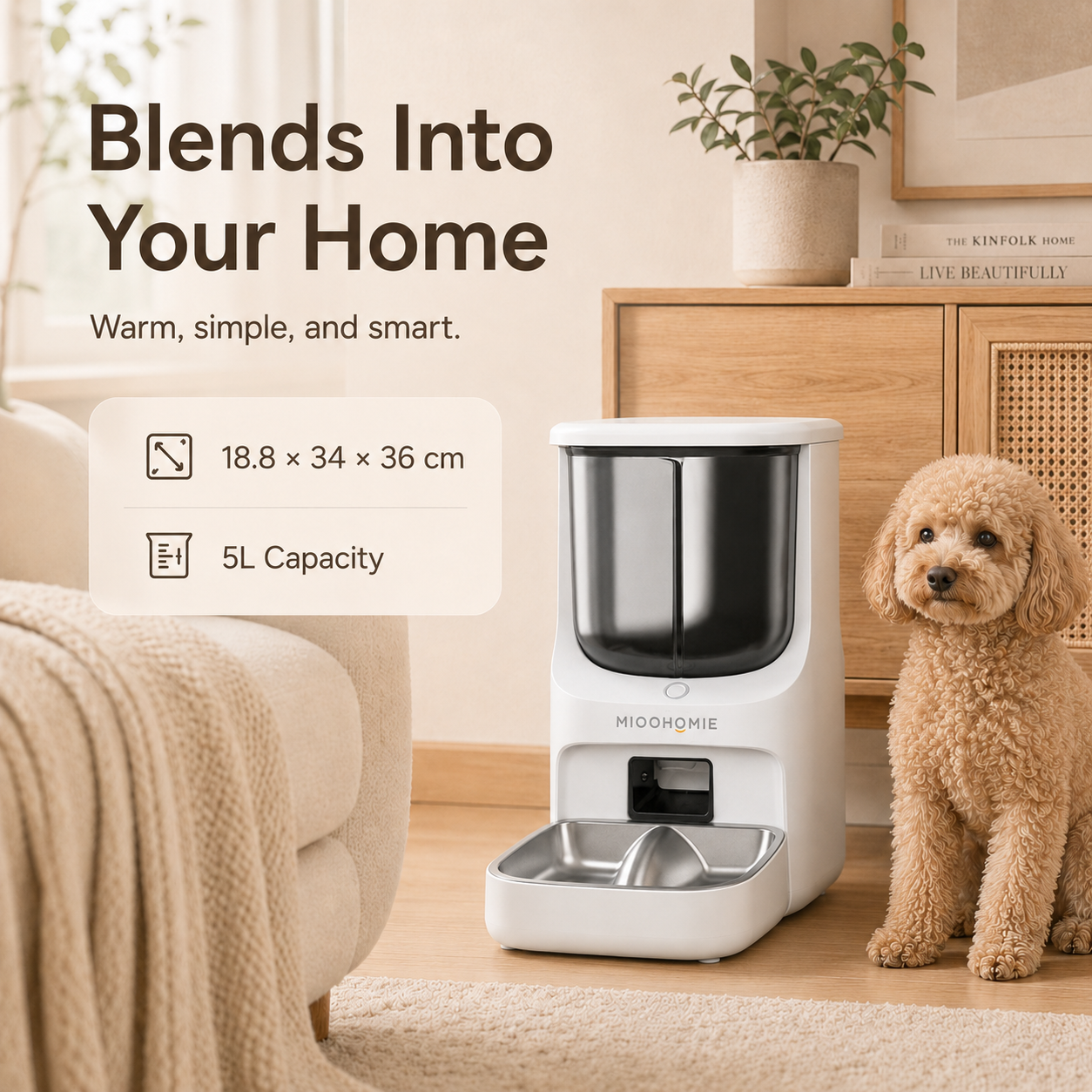 MiooHomie S01 BOWLY 5L Dual-Food WiFi Smart Pet Feeder for Dry Food & Freeze-Dried Treats