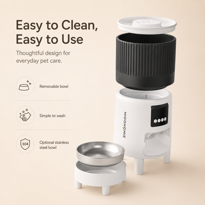 MiooHomie MF-S03 Smart APP 4L WiFi Pet Feeder with Remote Feeding, Meal Scheduling and Voice Reminder for Cats & Small Dogs